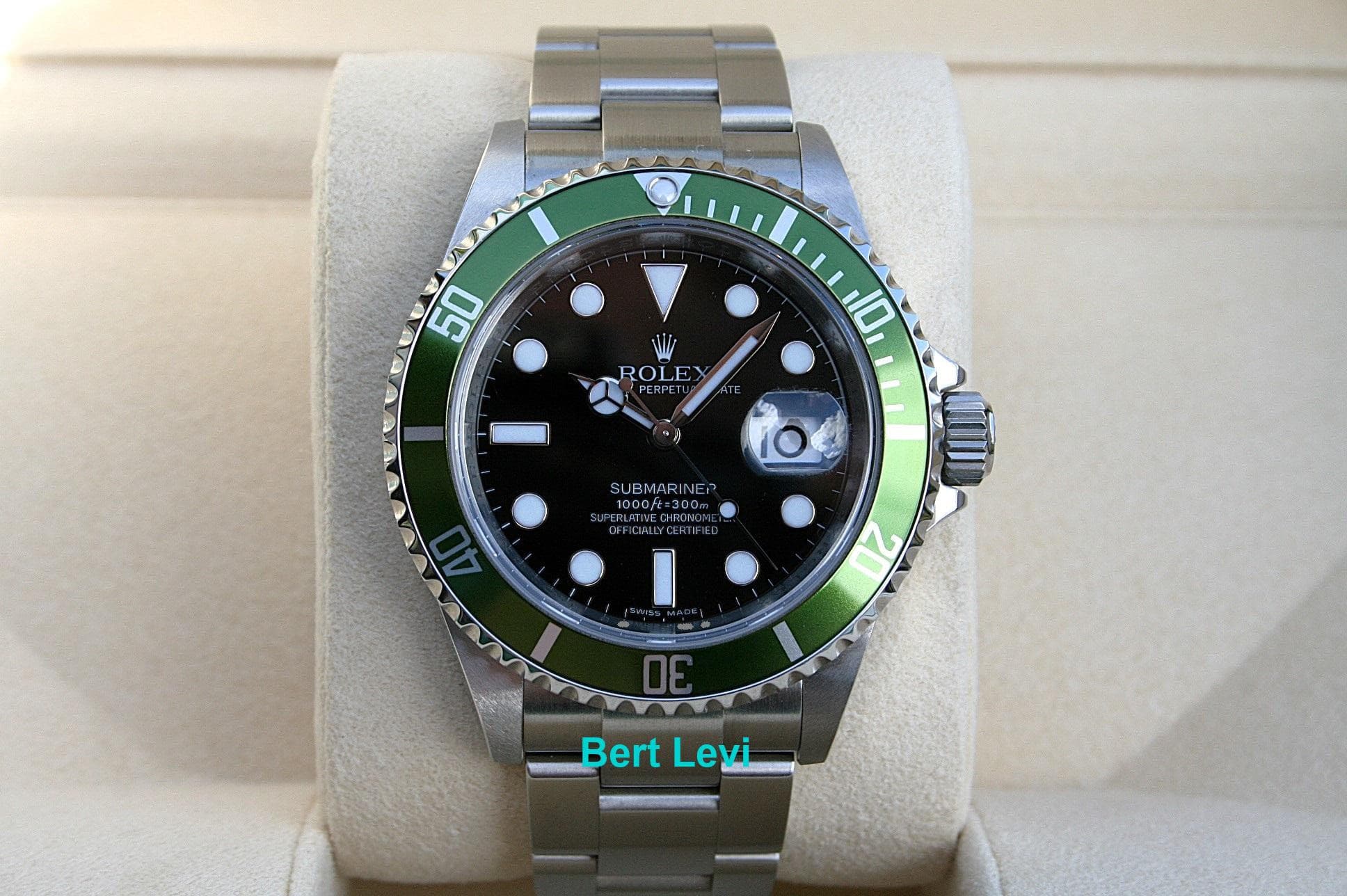 ROLEX 16610LV GREEN SUBMARINER WATCH 50TH ANNIV V SERIAL