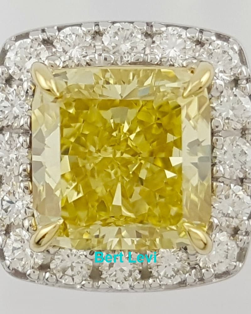 Fancy Deep Yellow Radiant Diamond Halo Engagement Ring 3.54 ct Flawless Rtl $55K