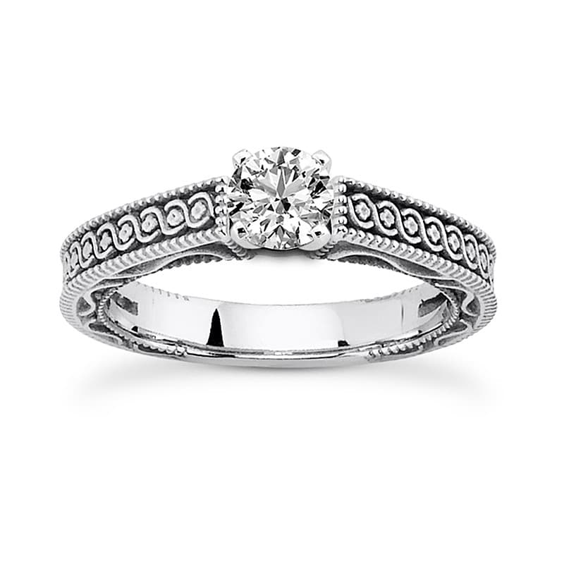 Ladies 14KT White Gold Platinum Solitaire Engagement Set ENS3606-A