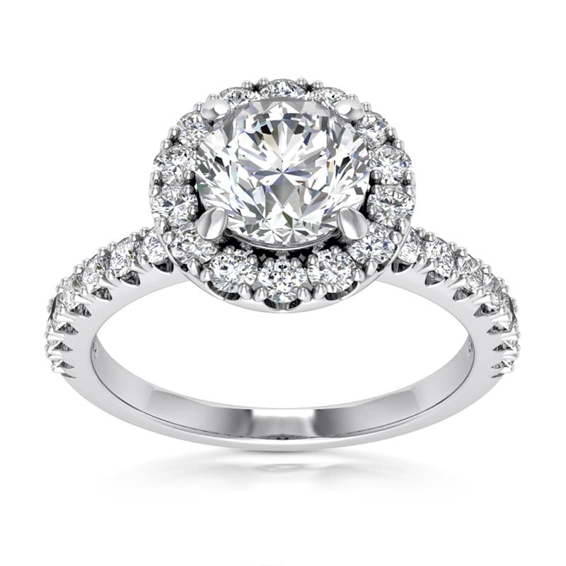 Ladies White Gold Platinum Round Diamond Halo Engagement Set ENS2376-1.5-RD-A