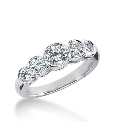 Ladies 14KT White Gold Platinum Round Diamond Wedding Band WB1880