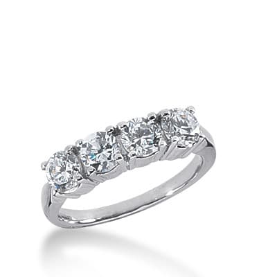 Ladies 14KT White Gold Platinum Round Diamond Wedding Band WB1519
