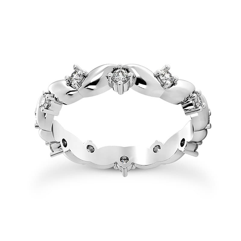 Ladies 14KT White Gold Platinum Eternity Wedding Band EWB528-3-4