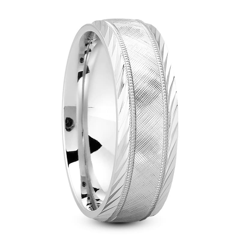 Mens 14KT White Gold Platinum Traditional Wedding Band M1207