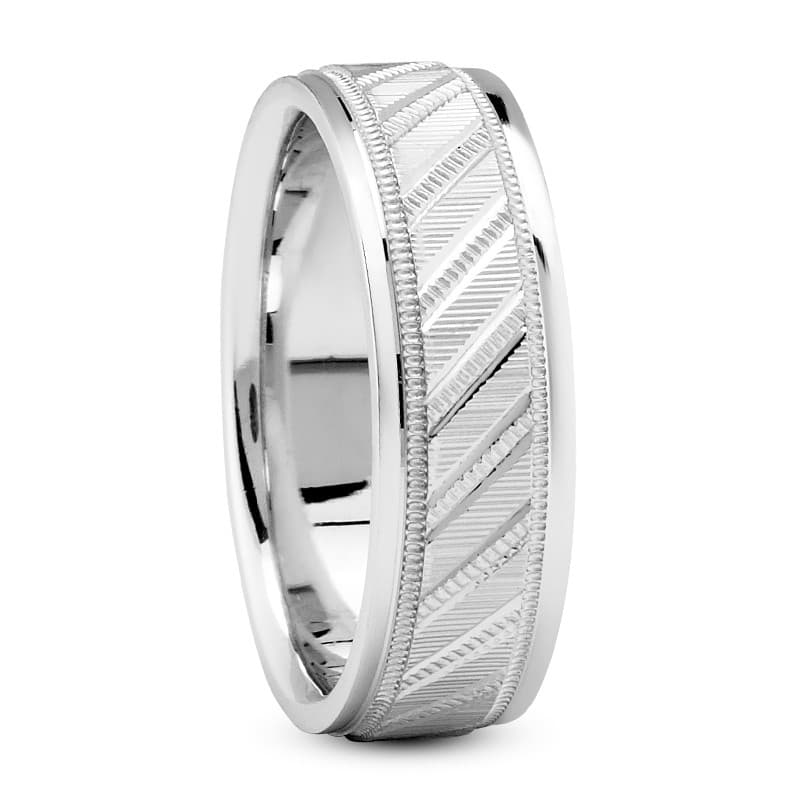 Mens 14KT White Gold Platinum Traditional Wedding Band M413