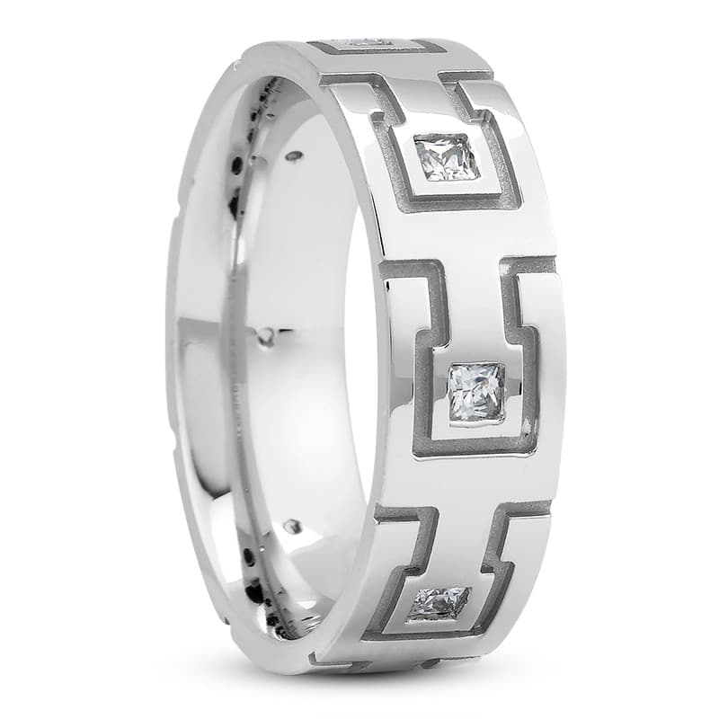 Ladies 14KT White Gold Platinum Traditional Wedding Band DB1037
