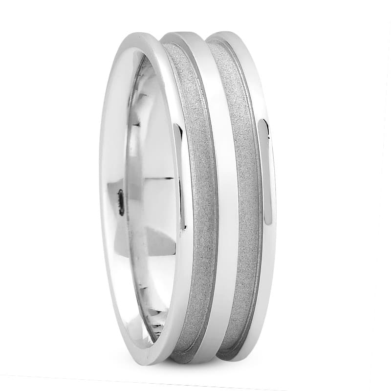 Mens 14KT White Gold Platinum Traditional Wedding Band M118