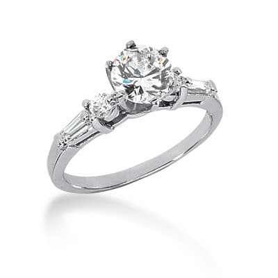Ladies 14KT White Gold Platinum Tailored Engagement Set ENS271-A