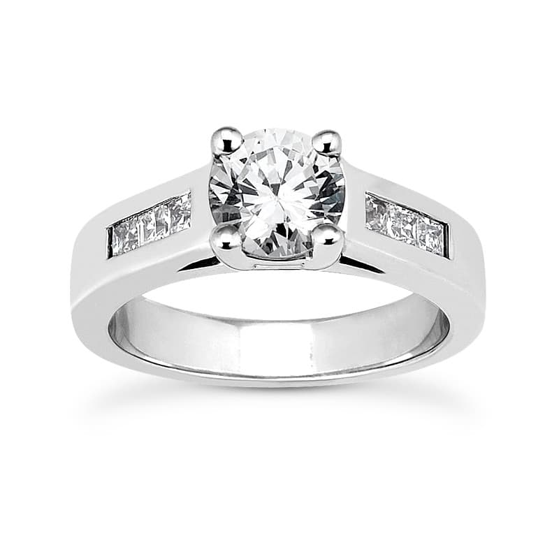 Ladies 14KT White Gold Platinum Fancy Engagement Ring ENR7478