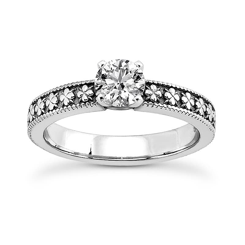 Ladies 14KT White Gold Platinum Solitaire Engagement Set ENS3625-A