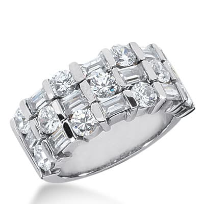 Ladies 14KT White Gold Platinum Diamond Wedding Band WB2070