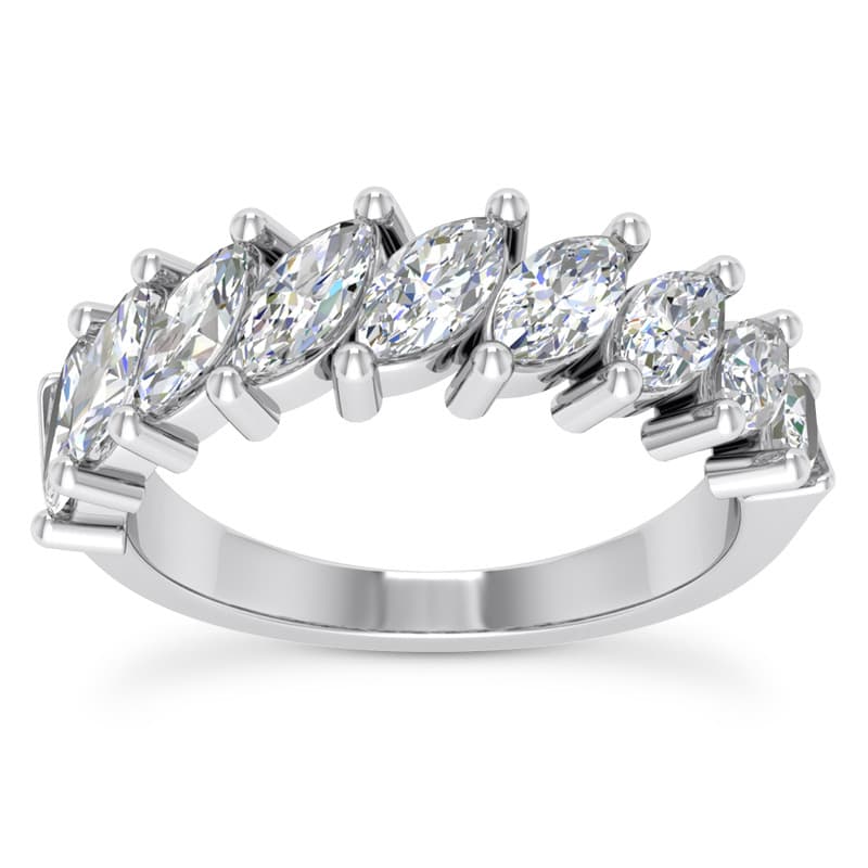 Ladies 14KT White Gold Platinum Diamond Wedding Band WB5417