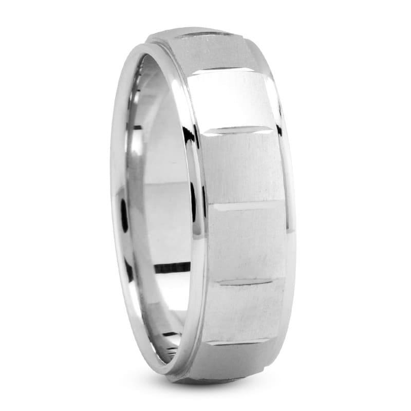 Mens 14KT White Gold Platinum Traditional Wedding Band M431