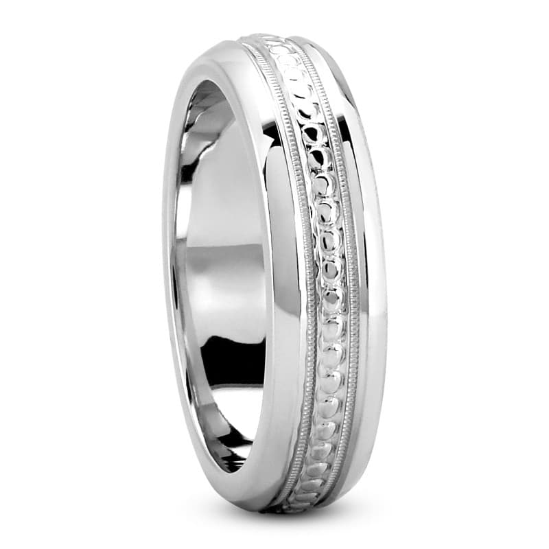 Mens 14KT White Gold Platinum Traditional Wedding Band M608