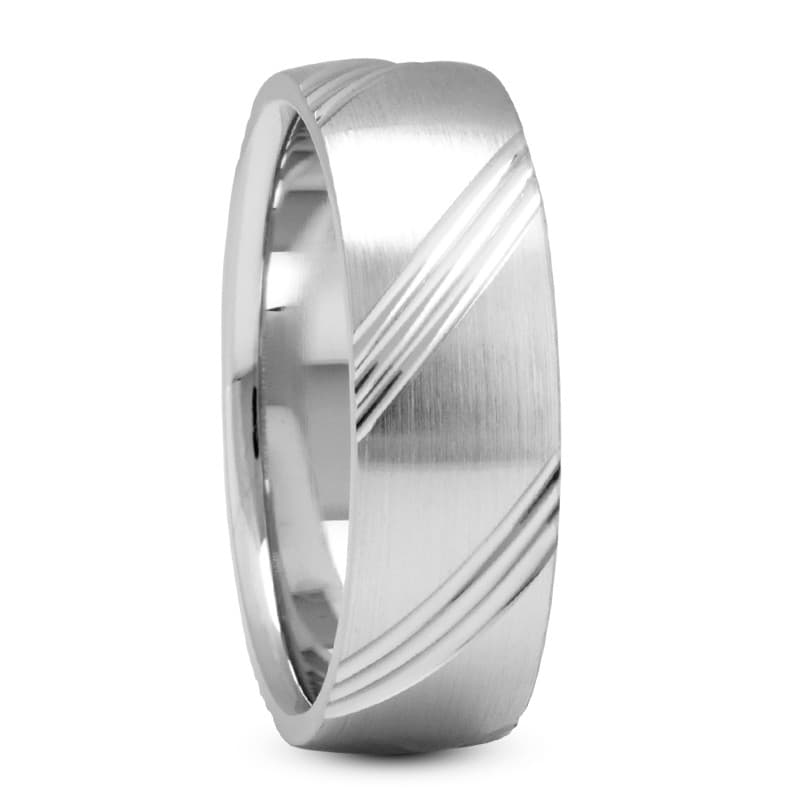 Mens 14KT White Gold Platinum Traditional Wedding Band M265