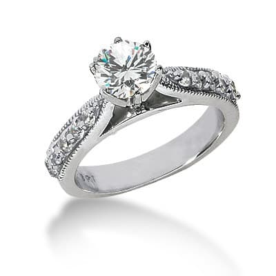 Ladies 14KT White Gold Platinum Fancy Engagement Set ENS740-A