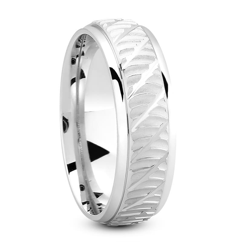 Mens 14KT White Gold Platinum Traditional Wedding Band M1108