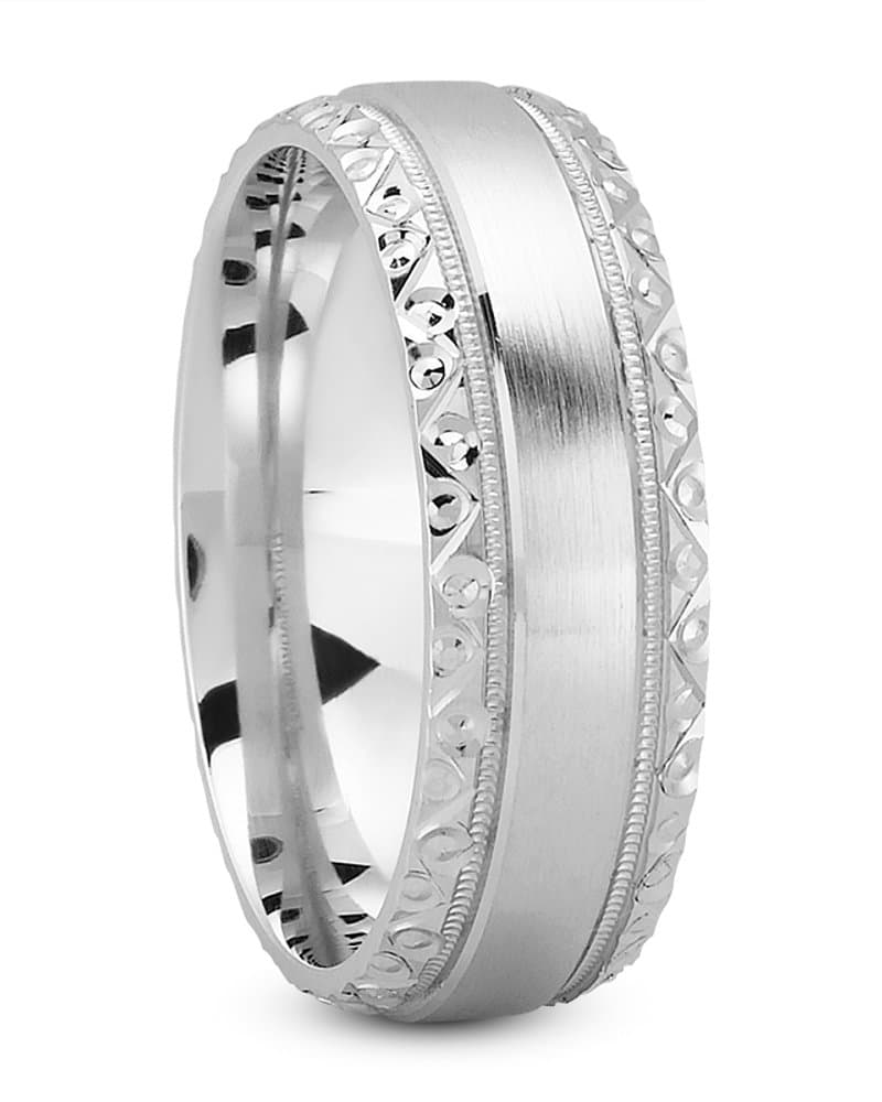 Mens 14KT White Gold Platinum Traditional Wedding Band M1020