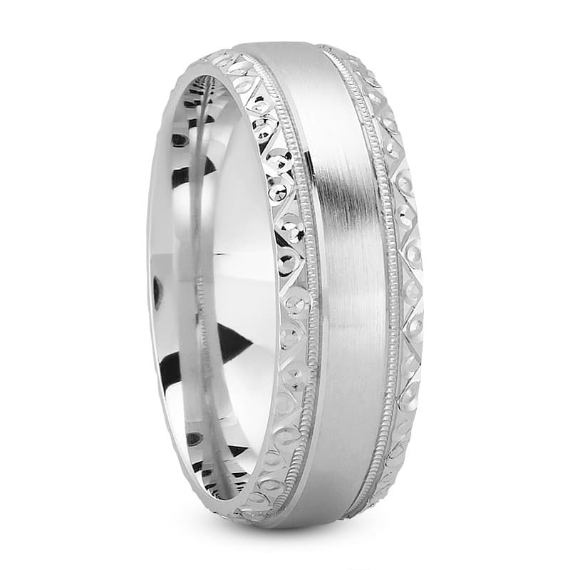 Mens 14KT White Gold Platinum Traditional Wedding Band M1020