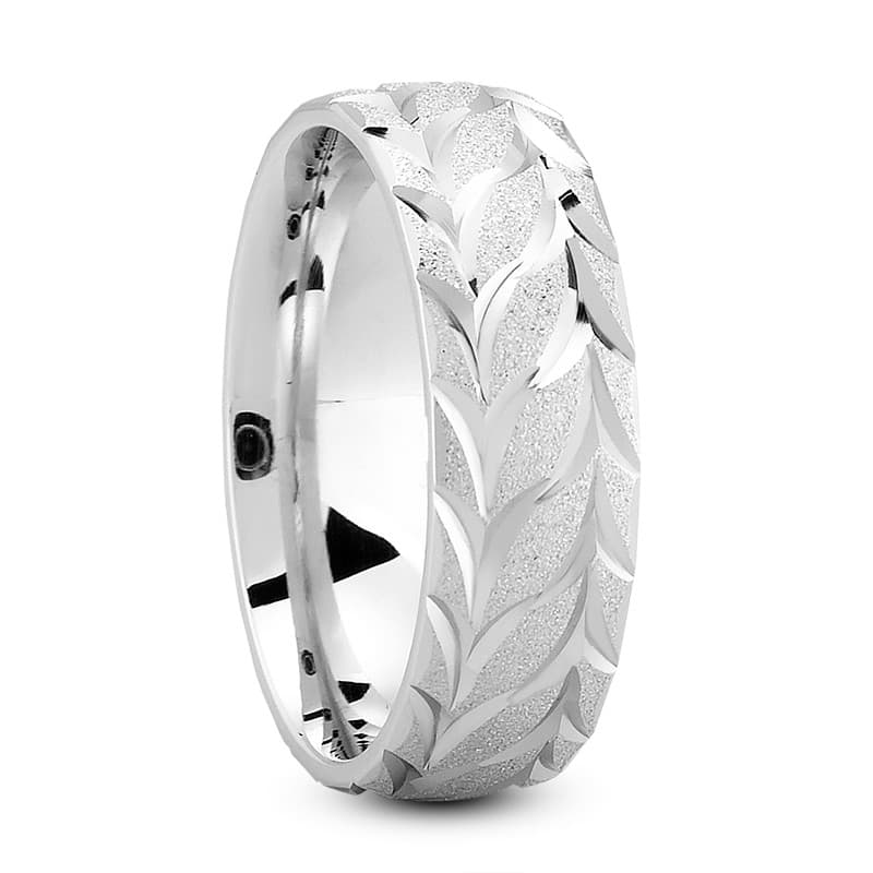 Mens 14KT White Gold Platinum Traditional Wedding Band M640