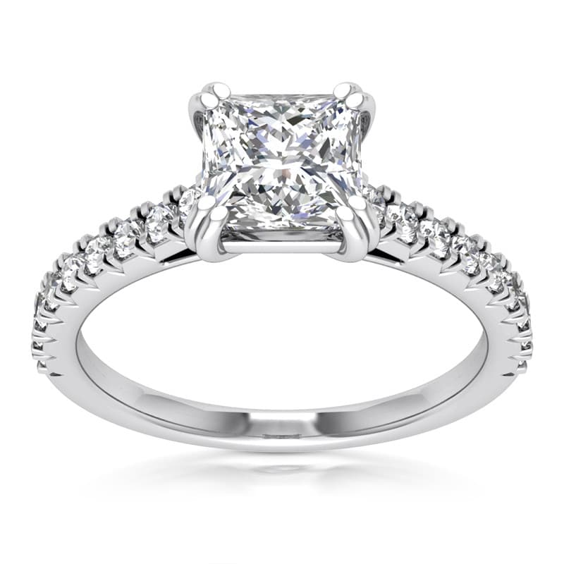 Ladies 14KT White Gold Platinum Fancy Engagement Set ENS2384-5.5x5.5-PR-A