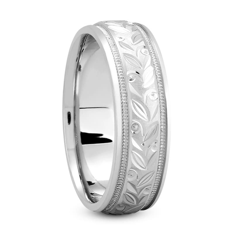 Mens 14KT White Gold Platinum Traditional Wedding Band M1079