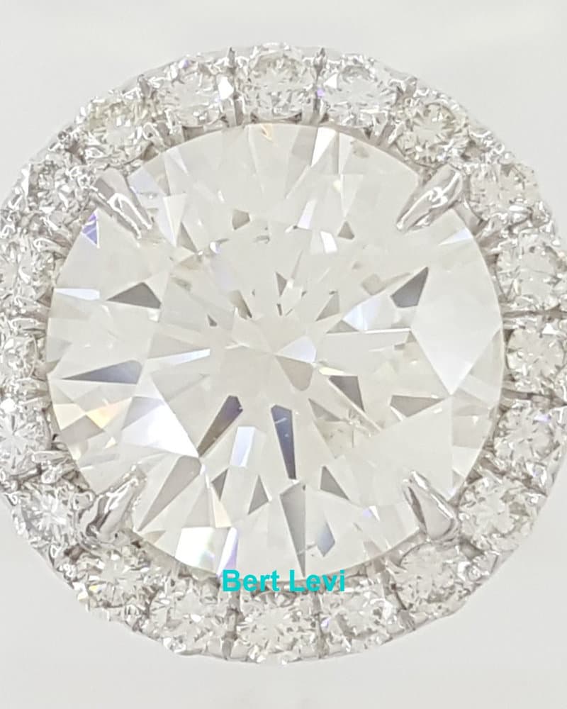 Ideal Cut Round Diamond Halo Engagement Ring 4.18 ct Platinum Retail $70K