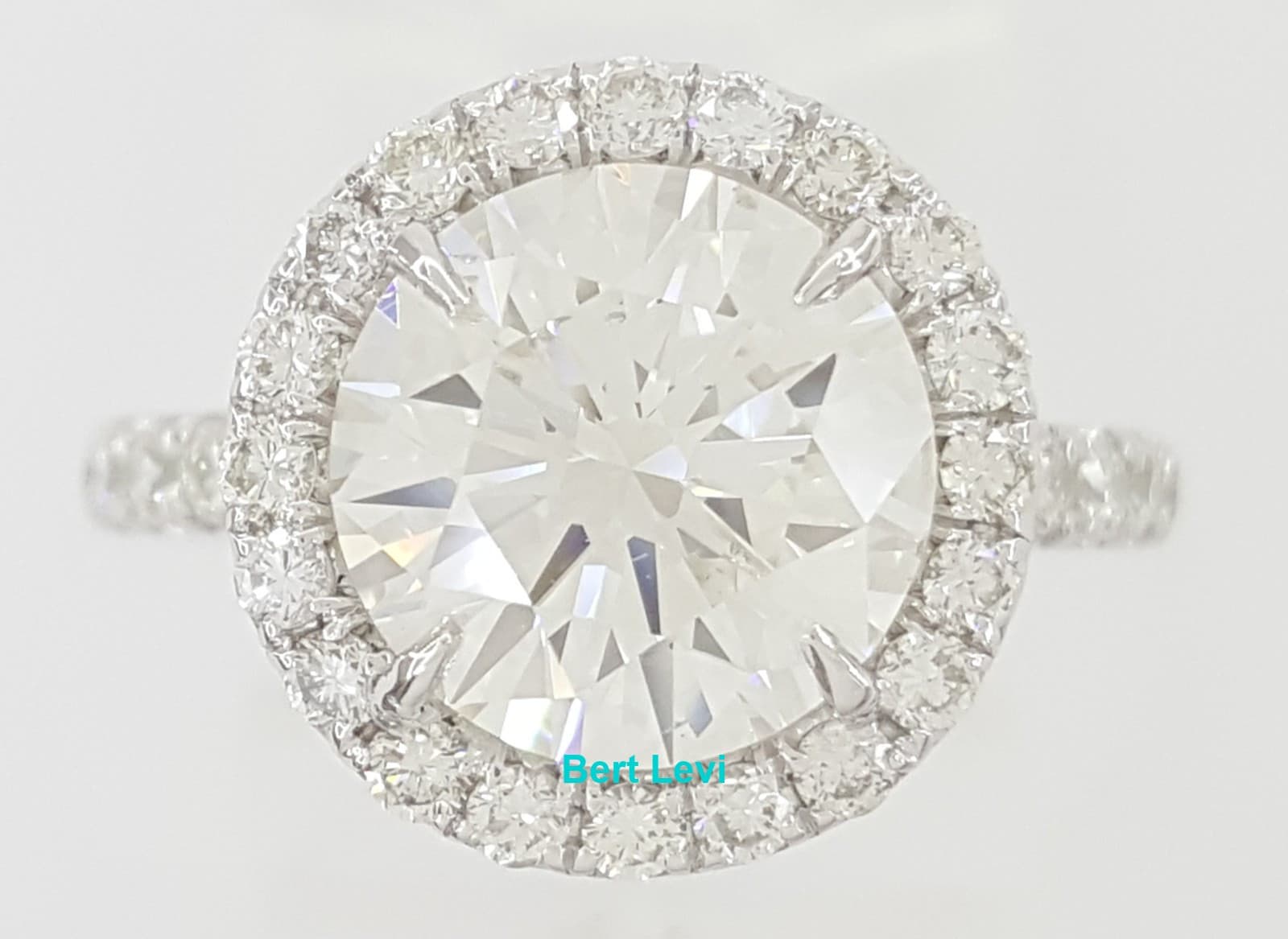 Ideal Cut Round Diamond Halo Engagement Ring 4.18 ct Platinum Retail $70K