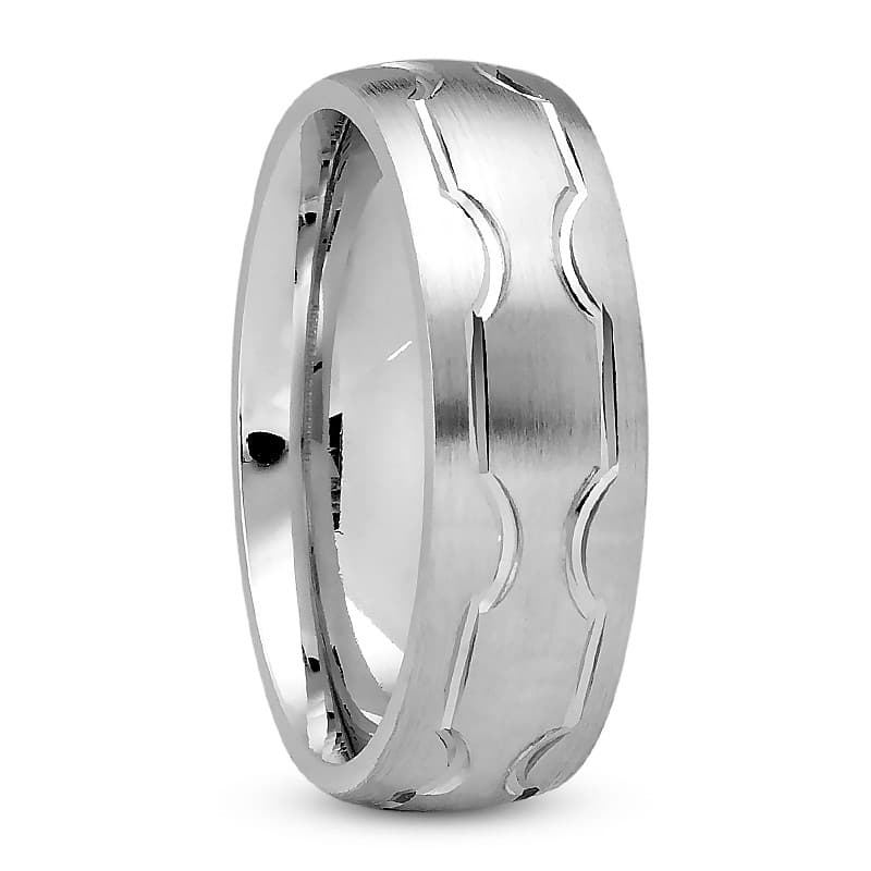 Mens 14KT White Gold Platinum Traditional Wedding Band M732