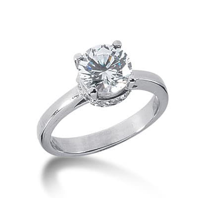 Ladies 14KT White Gold Platinum Round Diamond Solitaires Engagement Ring ENR2820