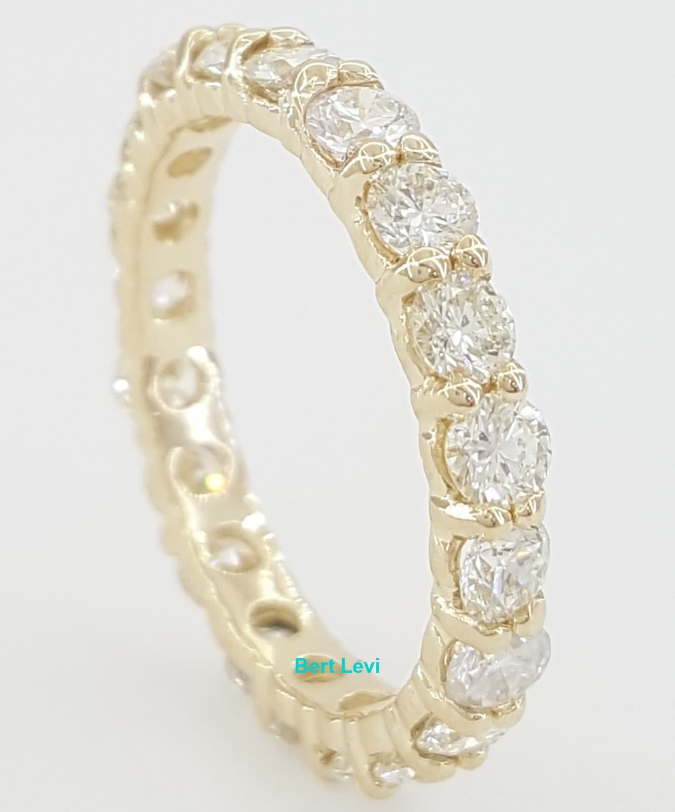 Round Diamond Full Circle Eternity 14k Yellow Gold Wedding Band Ring 2 ct 3mm