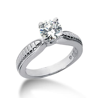 Ladies 14KT White Gold Platinum Antique Engagement Ring ENR6670
