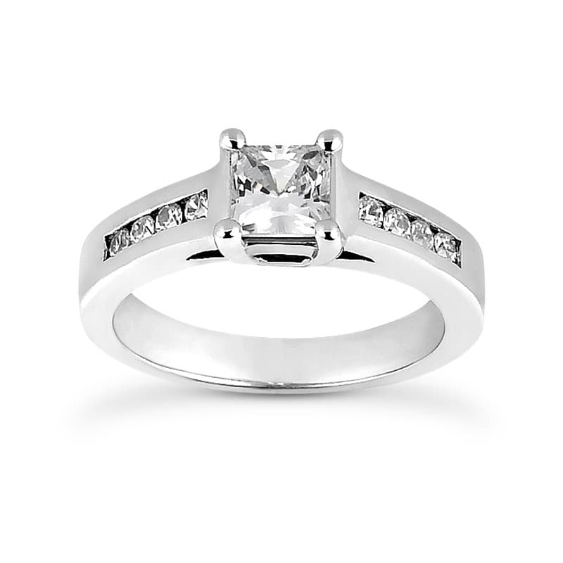 Ladies 14KT White Gold Platinum Fancy Engagement Ring ENR7461