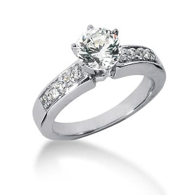 Ladies 14KT White Gold Platinum Fancy Engagement Set ENS800-A
