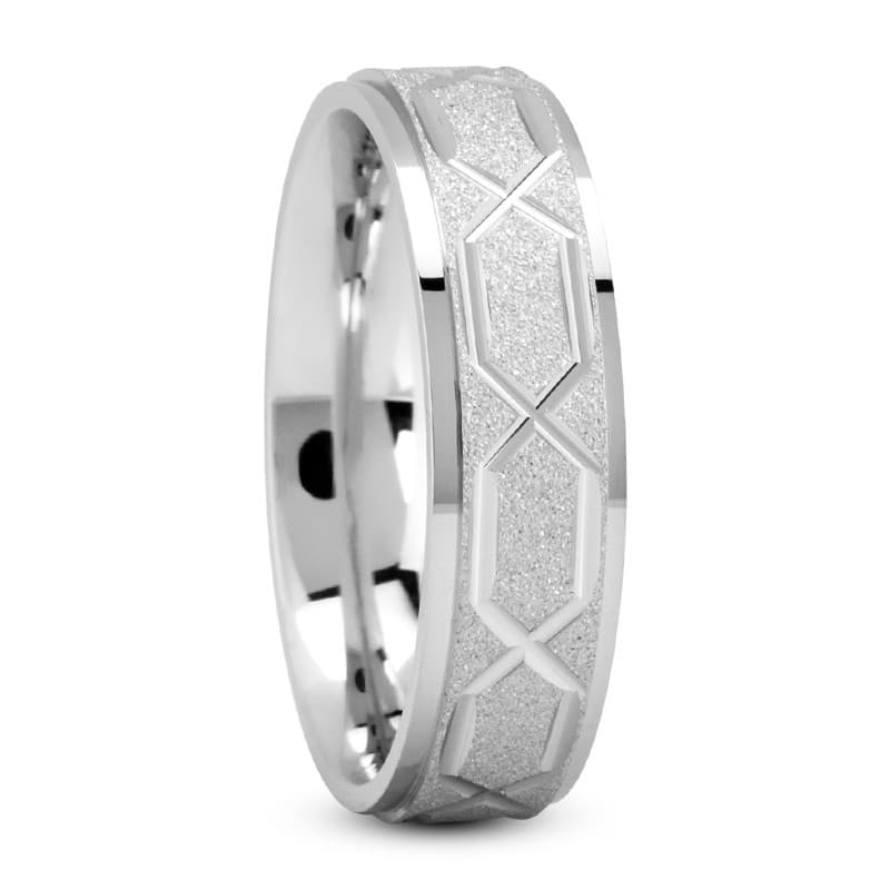 Mens 14KT White Gold Platinum Traditional Wedding Band M235