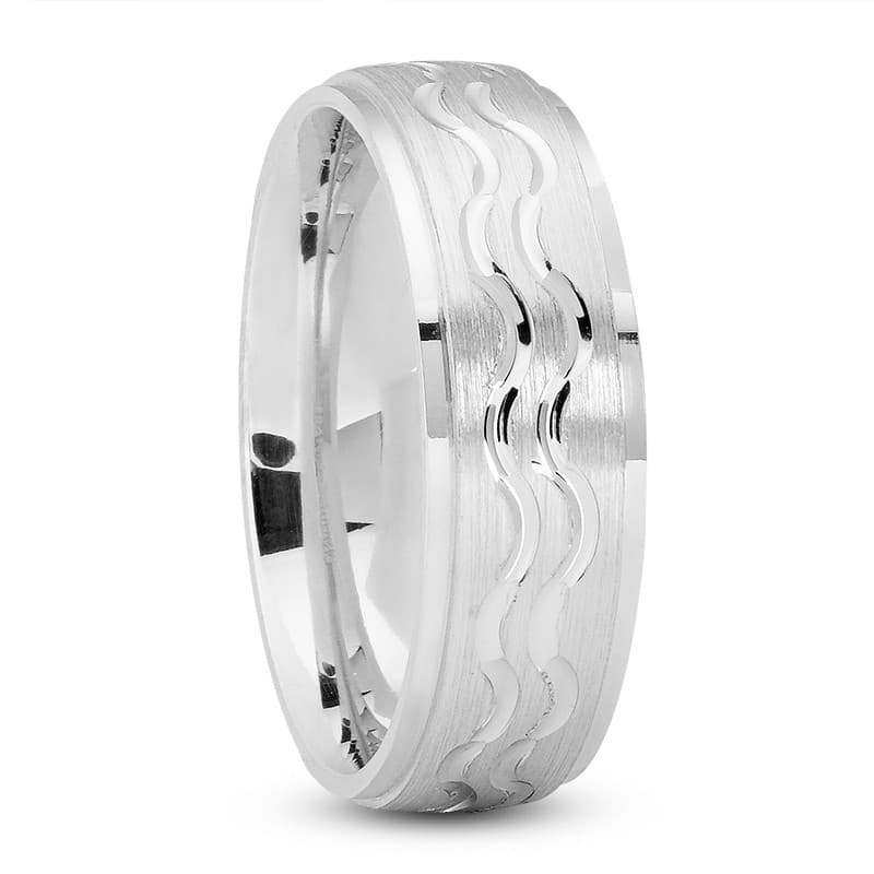 Mens 14KT White Gold Platinum Traditional Wedding Band M533