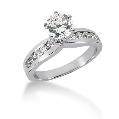 Ladies 14KT White Gold Platinum Fancy Engagement Set ENS514-A