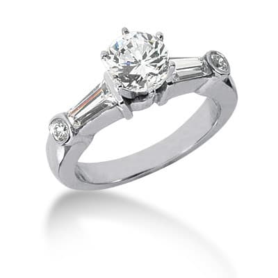 Ladies 14KT White Gold Platinum Tailored Engagement Set ENS755-A