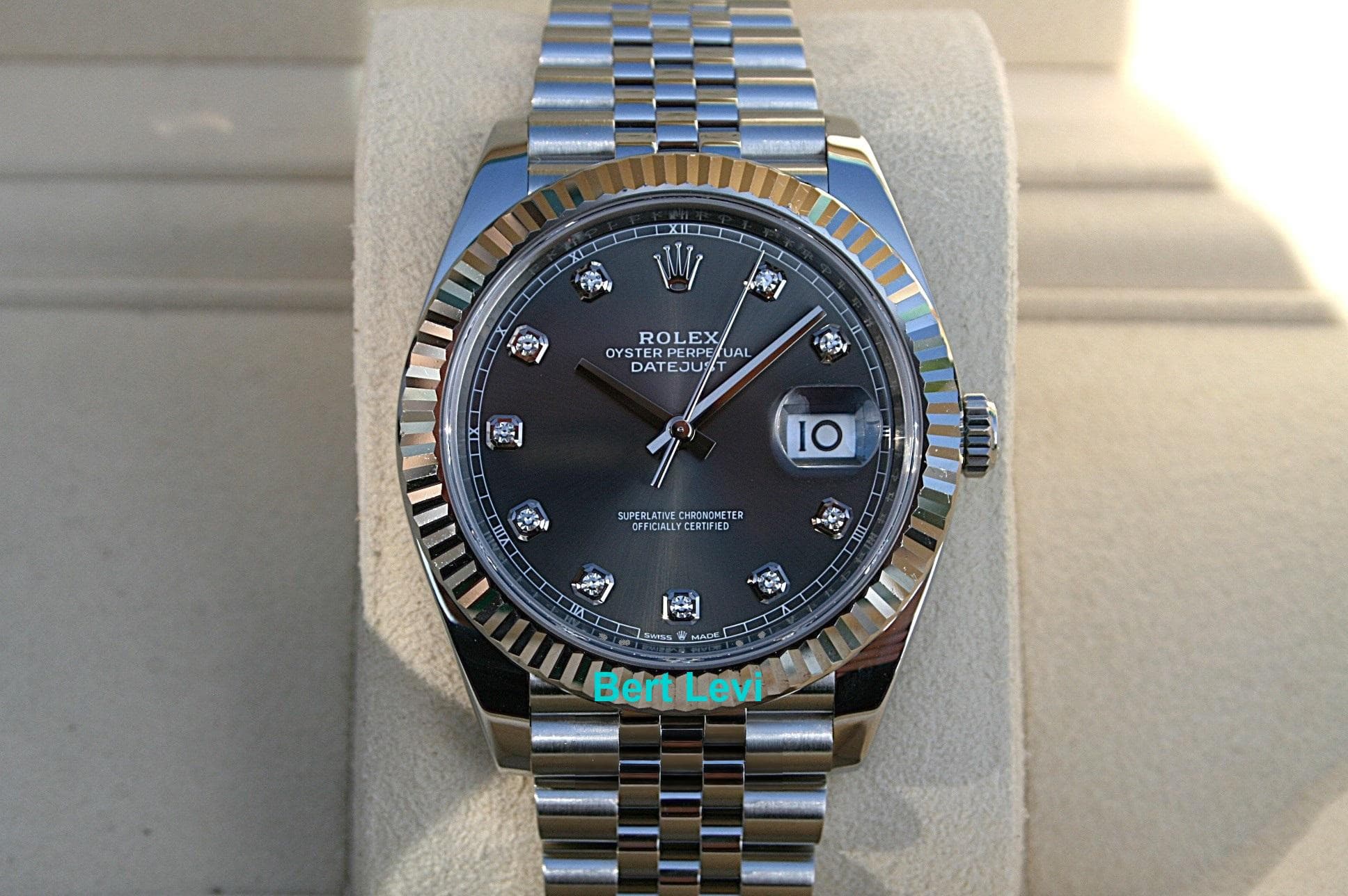 ROLEX 126334 DATEJUST 41MM WACH RHODIUM SLATE DIAMOND DIAL