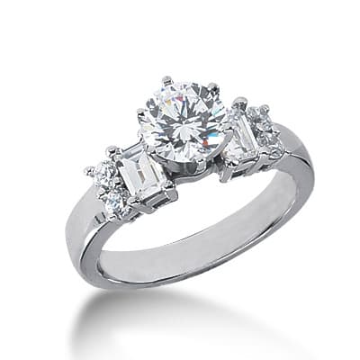 Ladies 14KT White Gold Platinum Fancy Engagement Ring ENR2507