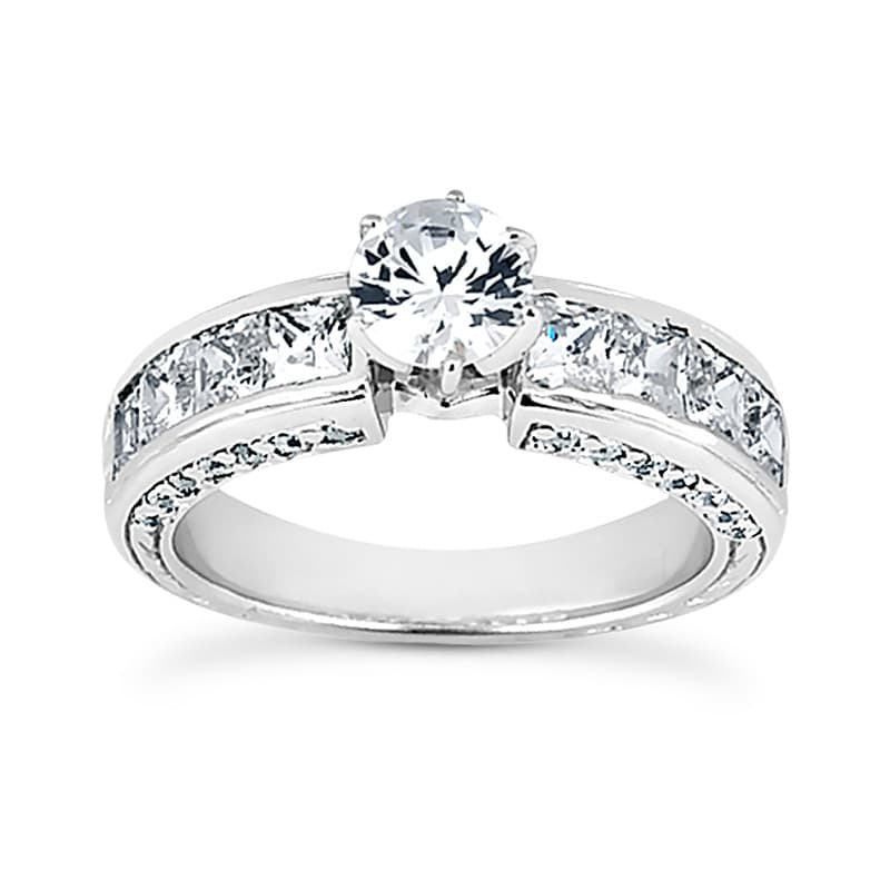 Ladies 14KT White Gold Platinum Antique Engagement Set ENS1177-A