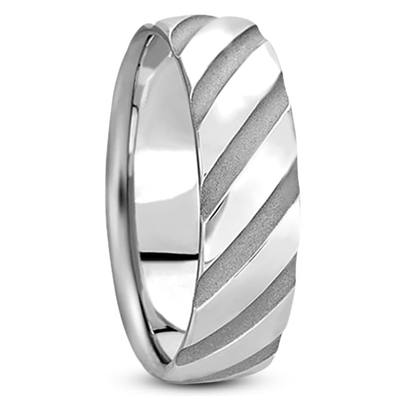 Mens 14KT White Gold Platinum Traditional Wedding Band M1168