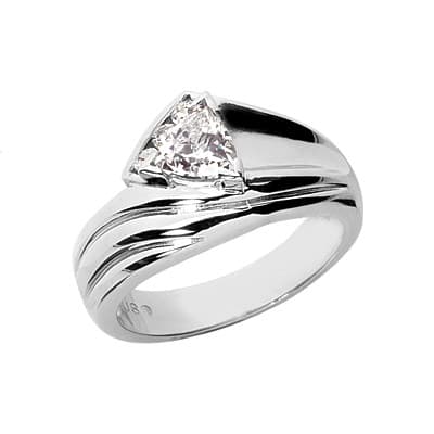 Ladies 14KT White Gold Platinum Color Stone Ring CSR1005