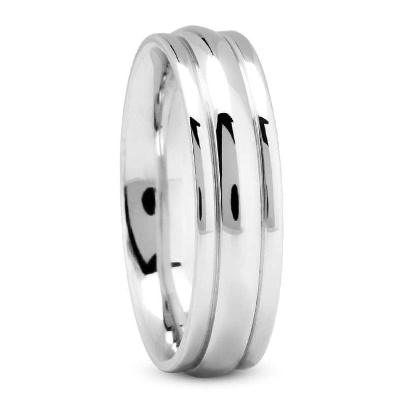 Mens 14KT White Gold Platinum Traditional Wedding Band M168