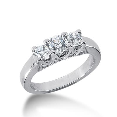 Ladies White Gold Platinum Round Diamond Three Stones Engagement Ring ENR2837