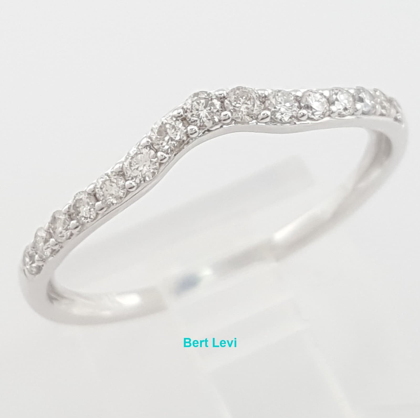 Round Diamond Curve Half Circle Wedding Band 0.25 ct 14k White Gold 2 mm