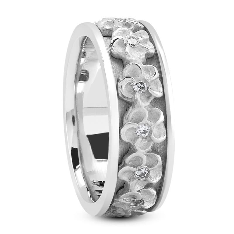 Ladies 14KT White Gold Platinum Traditional Wedding Band DB1227-8-RD
