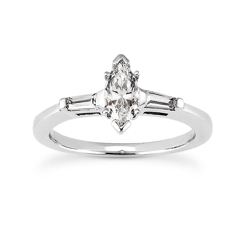 Ladies 14KT White Gold Platinum Three Stones Engagement Set ENS1849-A