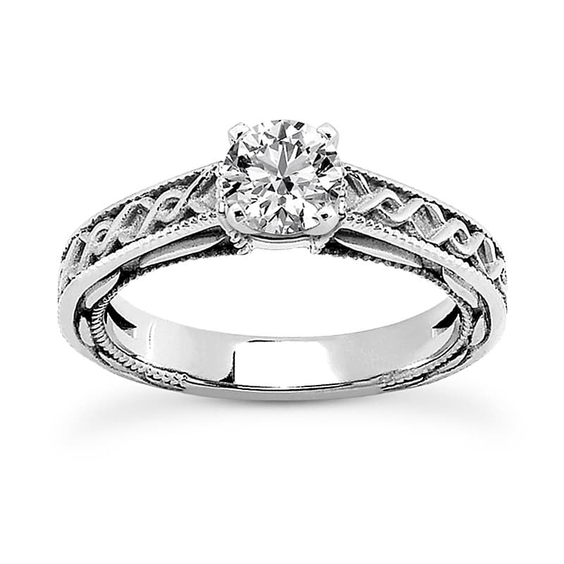 Ladies 14KT White Gold Platinum Solitaire Engagement Set ENS3614-A