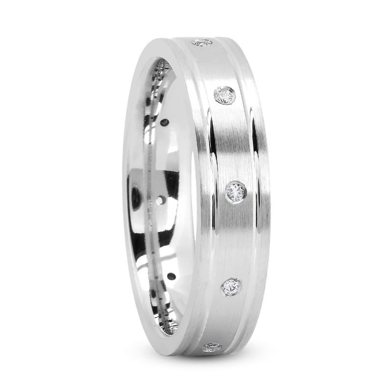 Ladies 14KT White Gold Platinum Traditional Wedding Band DBM1144-5-RD